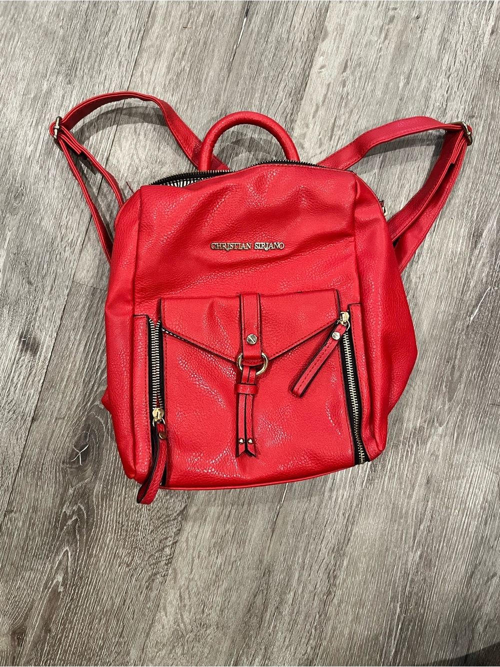 Christian Siriano Red Pebbled Leather Mini Backpack - Picture 3 of 5
